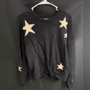 Thread & Supply Black Sweater with Cream Stars